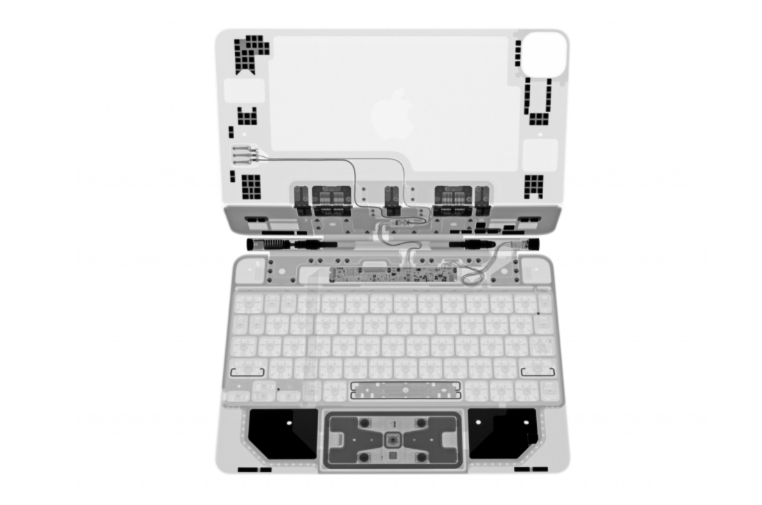 SoldierKnowBest's tweet photo. There's a lot going on in this x-ray teardown of the Magic Keyboard for the iPad Pro. (@iFixit)  https://t.co/kMvlxkkjnO https://t.co/SInF8kxvFA