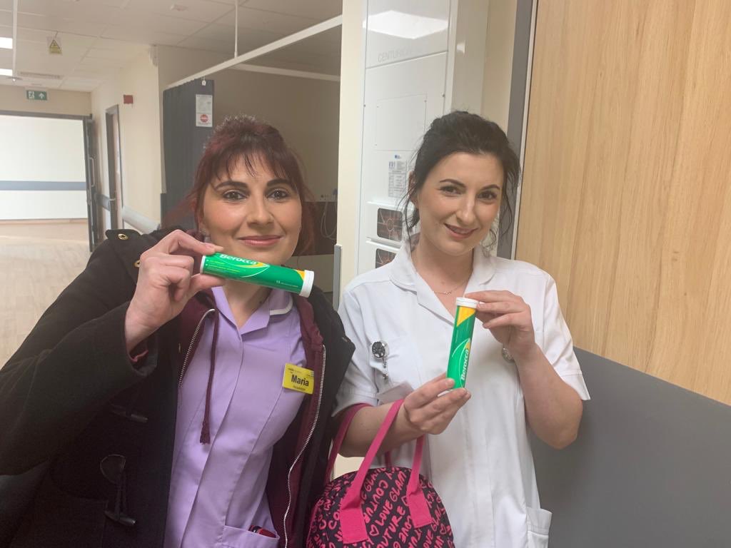 DelCaluya's tweet photo. Grateful for #Bayer for donating Berocca supplement to our staff. #energy #mentalPerformance @surfergirljo1 @lucytebbit @FrimleyHealth @NeilDardisFHFT https://t.co/T5L4PC9GiF
