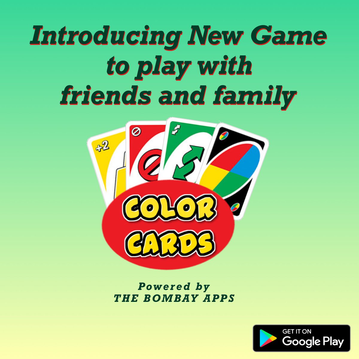 BombayApps's tweet photo. COLOR CARDS GAME
A family cards game which you can play online and offline.
Download Link - https://t.co/XM53AfC3BU
#colorcards #indiegames #newgame #game #mobilegames #trending #gamedev #thebombayapps #uno #multiplayer #solodeveloper #familygame #nativegame #cardsgame https://t.co/o10emPls1H