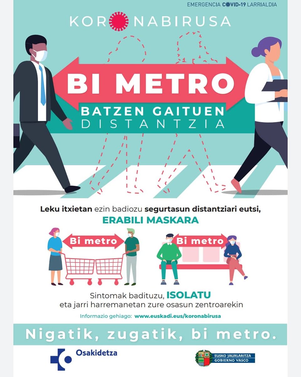 ¡La salud es responsabilidad de todos!

Durante el paseo, en el pequeño comercio o en el transporte público... recuerda siempre la sana distancia.

#desescalada #noskiliburudenda #osakidetza #yomequedoencasa #etxeangaude #todoirabien #errenteria