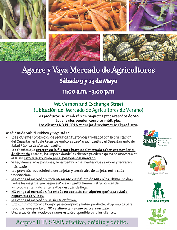 glssnet's tweet photo. @TheFoodProject will be hosting a May Grab and Go Farmers' Market this Saturday, May 9th, and in two weeks on Saturday, May 23rd from 11:00 to 3:00 at Mount Vernon Street and Exchange Street. See attached flyers in English, Russian, and Spanish for details. https://t.co/OBgCSwGnKN
