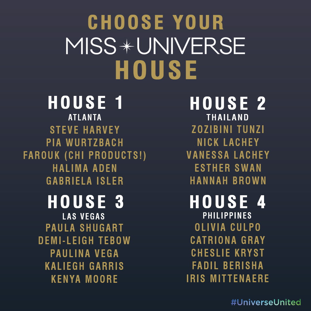 MissUniverse's tweet photo. Choose your house! Which Miss Universe legends would you social distance with? #universeunited ✨ https://t.co/5jaKawMBOp