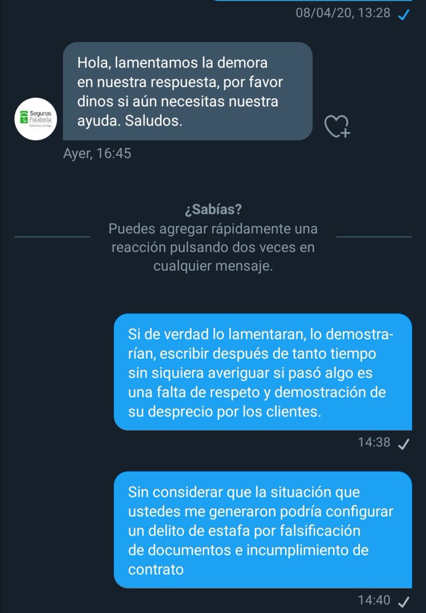 jotapedoblev's tweet photo. Este es el nivel de respeto que tiene @SegFalabellaCl por sus clientes. Pago póliza contratada desde 2013, tuve un siniestro el 16-03 y la cía seguros no tenía ninguna póliza a mi nombre y esta es la respuesta después de 1 mes y medio. @SVSChile @cmfchile_ @difamadores https://t.co/YWHGxjtqxa