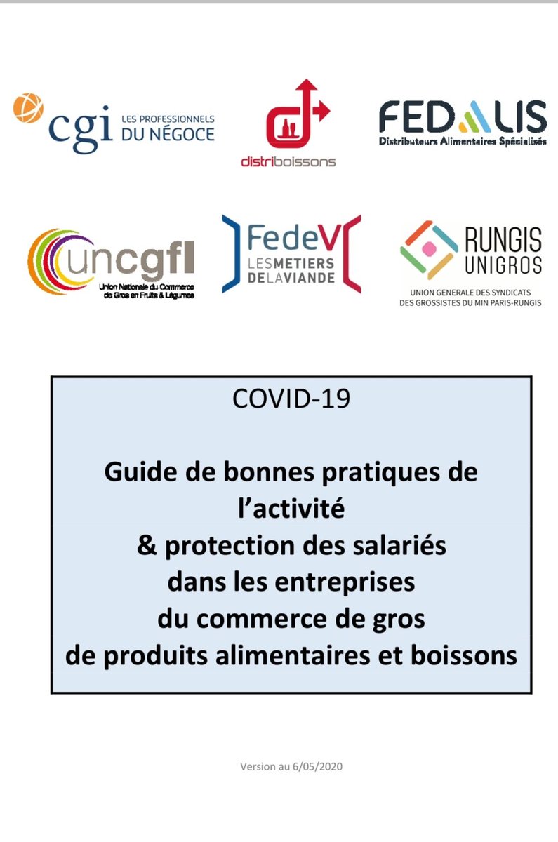 Fedalis_alim's tweet photo. #COVID19france Parution du Guide de bonnes pratiques de l’activité &amp; protection des #salariés dans les entreprises du #commercedegros #alimentaire @UNCGFL @fedev_viande @RungisU @CGI_CF @Minist_Travail https://t.co/cAI4FrkfB0