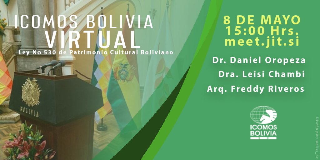 ICOMOSBolivia's tweet photo. La primera charla sobre la Ley No 530 de Patrimonio Cultural Boliviano 
Unirse a la reunión:
https://t.co/afD1yjlLxX
Por tu celular https://t.co/ZbT5WYtLjH
Si está marcando a través del teléfono de otra reunión, únase sin conectarse al audio: https://t.co/VZUoGdqFGc https://t.co/aNl0e9d7PW