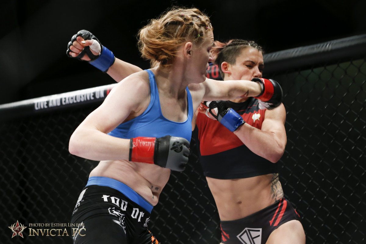 InvictaFights's tweet photo. On This Day: #InvictaFC17's main event saw bantamweight champion @tonyaevinger endure a five-round, grueling battle with Colleen Schneider to retain her title. https://t.co/MIZaQoAzpX