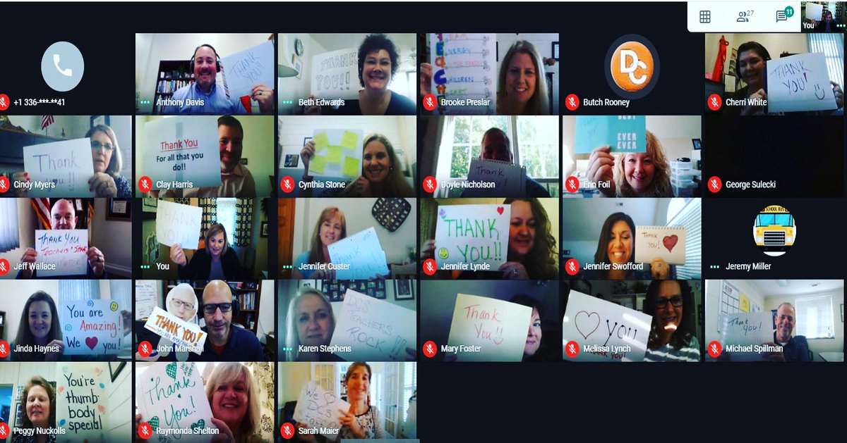 DavieCountySch's tweet photo. Principals, directors and district leaders met for their staff meeting on Wednesday and they have a message for teachers and all DCS staff..... THANK YOU FOR ALL YOU DO!!! Davie County Schools is a special place and our people are the best! #experiencedavie #DCSStrong #DCSCares https://t.co/vfMoixTm8f