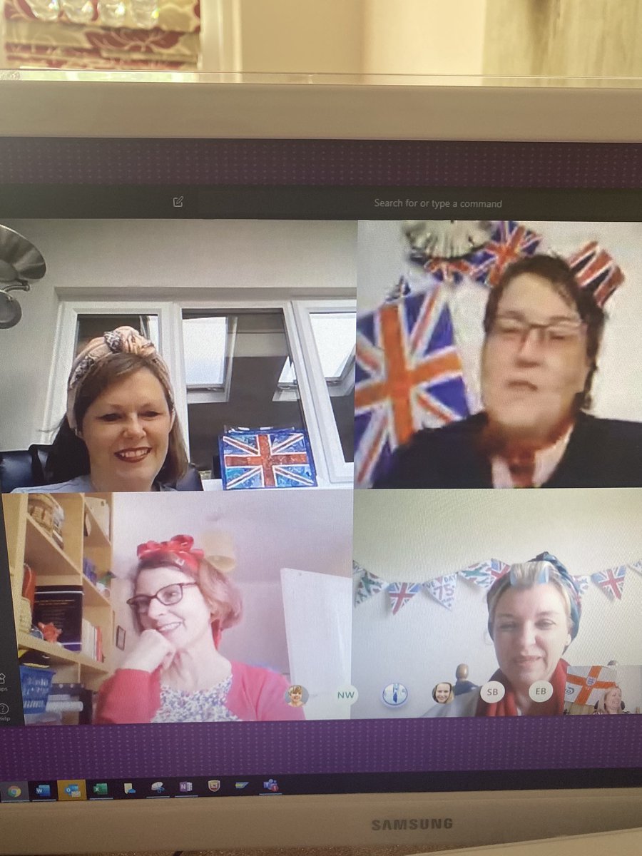 Early VE Day celebrations with the @BarnsleyCouncil HR Team.  Lots of much needed laughs with this fab bunch after another challenging week on lockdown #BarnsleyVE75 #LookAfterYourWellbeing #workfamily #rockingtherollers