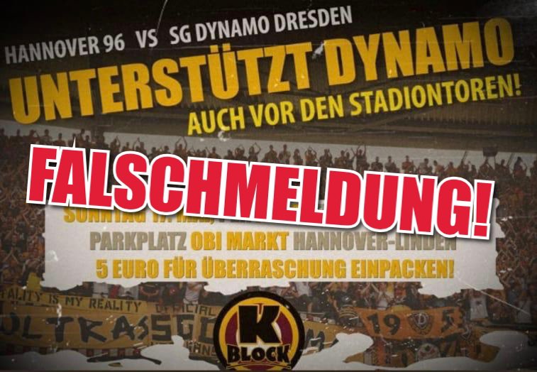 K_BLOCK_DYNAMO's tweet photo. In sozialen Medien kursiert derzeit eine gefälschte Grafik, die dazu aufruft, zum Spiel nach Hannover zu reisen.
ULTRAS DYNAMO distanziert sich von dieser Meldung. Die aktive Fanszene wird nicht nach Hannover reisen!
#sgd1953 #h96sgd #scheißgeisterspiele https://t.co/vcO0wssZhJ