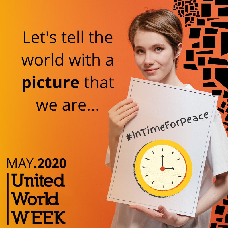 UWP_official's tweet photo. 📸We are almost closing the #unitedworldweek and we want to do it with a common message: we are #intime4peace. So we ask you and chellenge you to take a picture with a poster with the message: In Time For Peace. Tag us or send us the picture! https://t.co/g63jbRVEJR