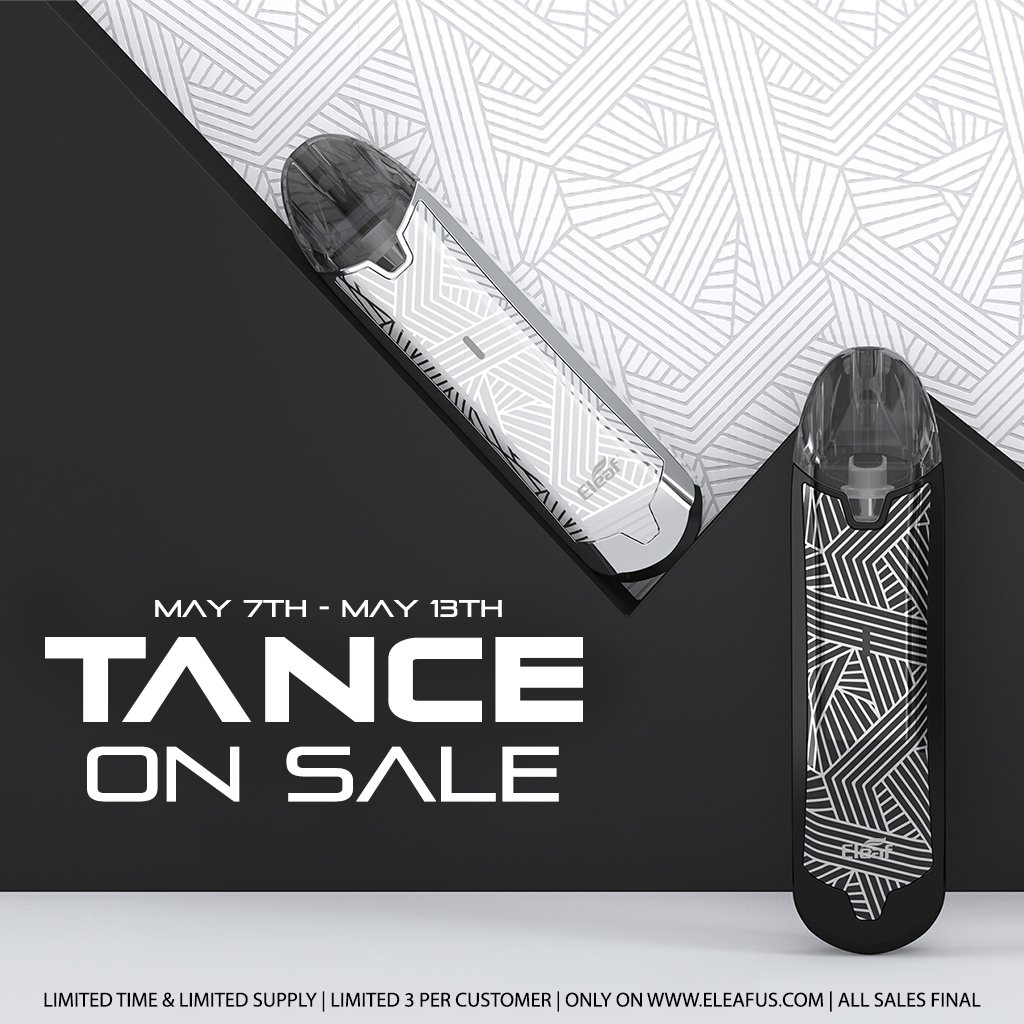 TANCE FLASH SALE STARTS TODAY!
For a limited time only, this newly released pod system will be at a discounted price that you wouldn't believe! Get there while you can because there is a very limited amount stock.
eleafus.com/e-cig-kit/tanc…

Ends May 13th
