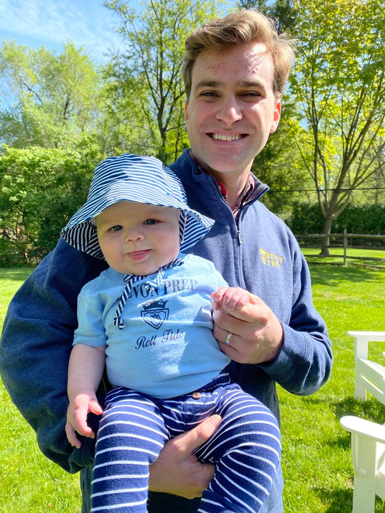 DEVONPREP's tweet image. Mr. Irving and his son Jack, rocking their DP gear! #ThankATeacherThursday #devonprep