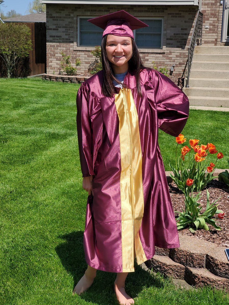 chscoachberry's tweet photo. I was excited to deliver some cap and gowns to some awesome seniors today.   Here's Morgan Davis in her cap and gown! https://t.co/rE2RCVfB6C