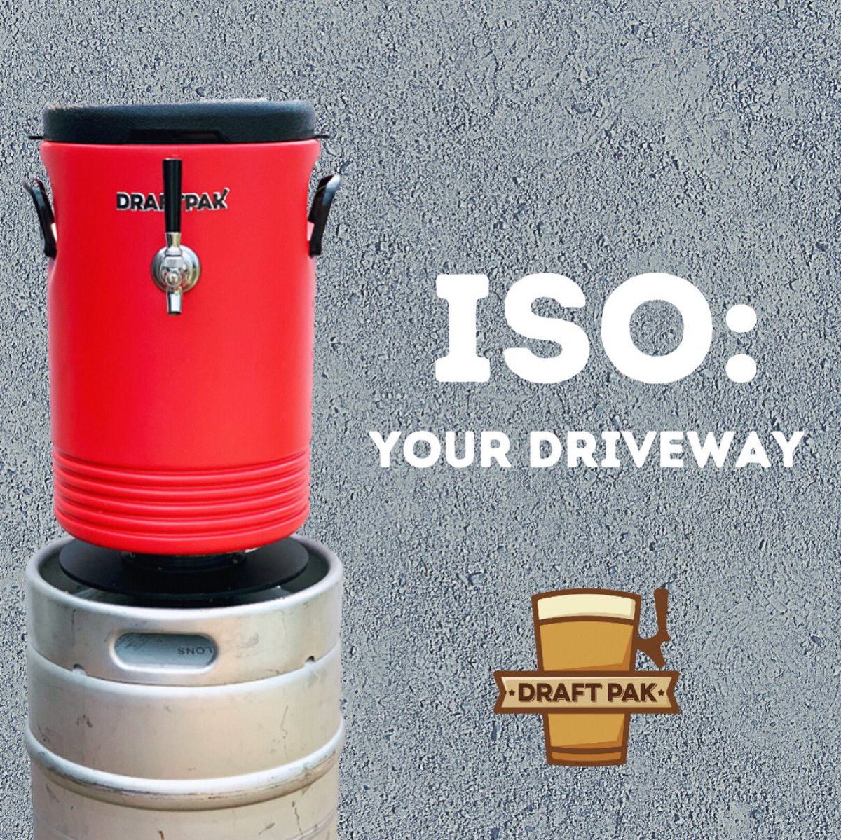 DraftPak's tweet photo. It’s about time for some actual human interaction at a #socialdistance, right? The DraftPak is perfect for a driveway party. Let’s at least get outside and #cheers from a safe distance. https://t.co/RBwuSVTyjK #beeroclock #beer https://t.co/lF3iadQnvM