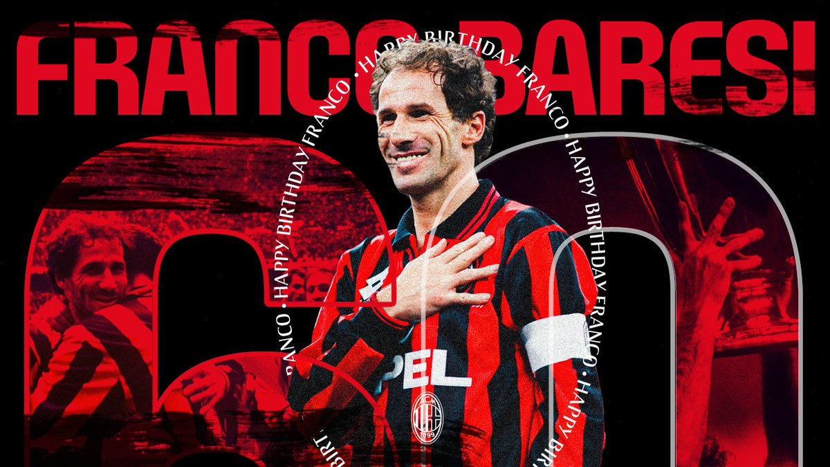 Happy 6⃣0th birthday to our forever Captain, <a href="/FBaresi/">Franco Baresi</a>! 🔴⚫

Il 6 sulle spalle per una vita, tutta a tinte rossonere 🔴⚫ 
Buon 6⃣0° compleanno, Capitano!
#SempreMilan