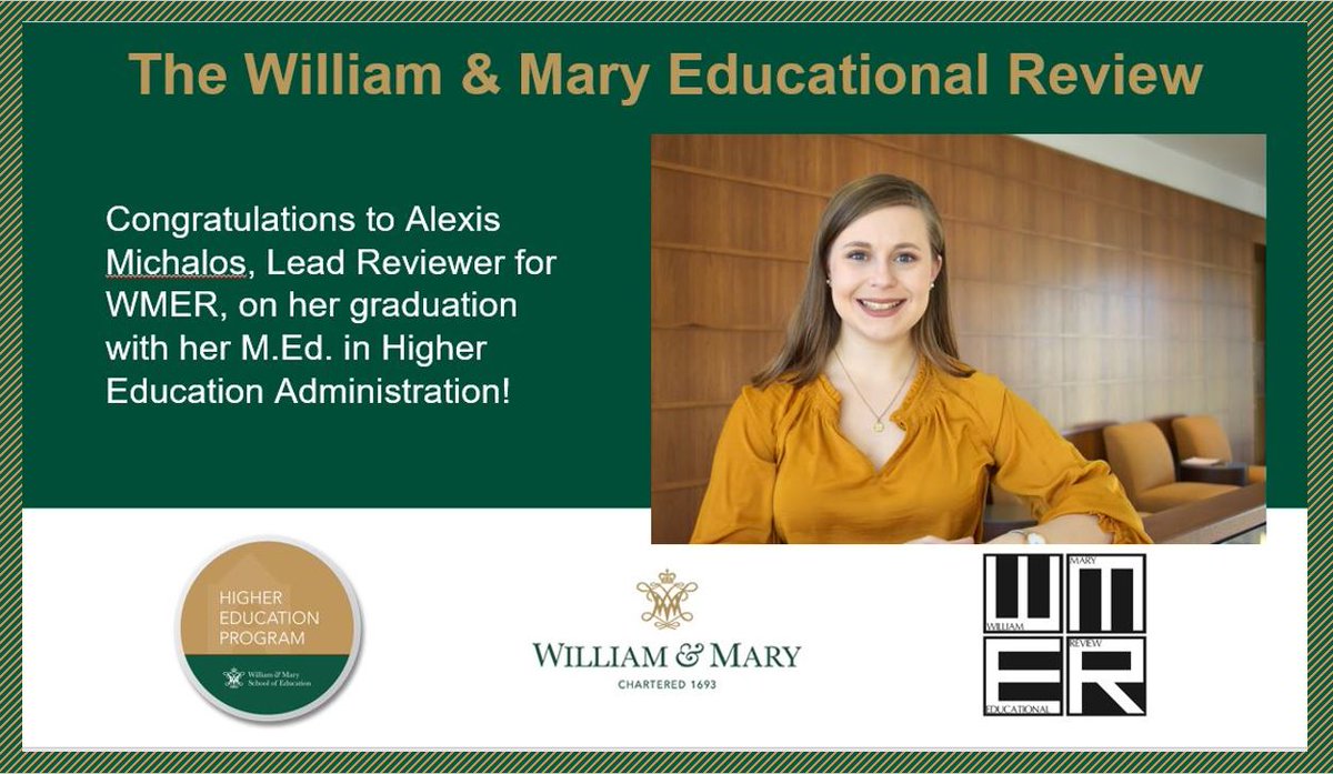 WMEdReview's tweet photo. Spending our last week of classes thankful for our members hard work! Congratulations @AlexisCMichalos - the future is bright! #HousingAndResidenceLife #FirstYearExperience #Women #GenderPrograms @wmhighered @WMSOE https://t.co/66WrSSUBUw