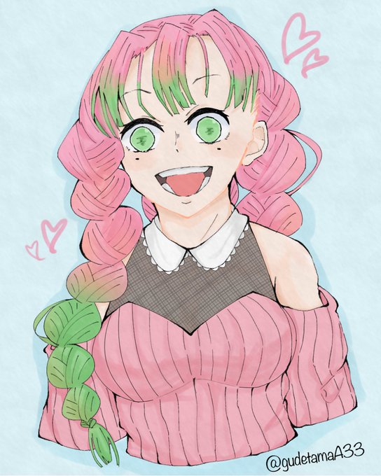 とろ玉うどん🍜深海並低浮上さんがTwitterに投稿した甘露寺蜜璃(鬼滅の刃)のイラスト。
