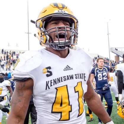 CoachLiamKlein's tweet photo. Been waiting for this 1⃣! BIG BIG #ThrowbackThursday for this #GOLDSTANDARD 🦉🦉🦉@imhim2x played with a passion. #4⃣1⃣ played with #EAT 🍴  #FOUNDATIONBUILDER ⬛️🟨  #ALLBIGSOUTH #CFL @kennesawstfb @KSUOwlNation @AlumniKSU https://t.co/yUZi4DstKw