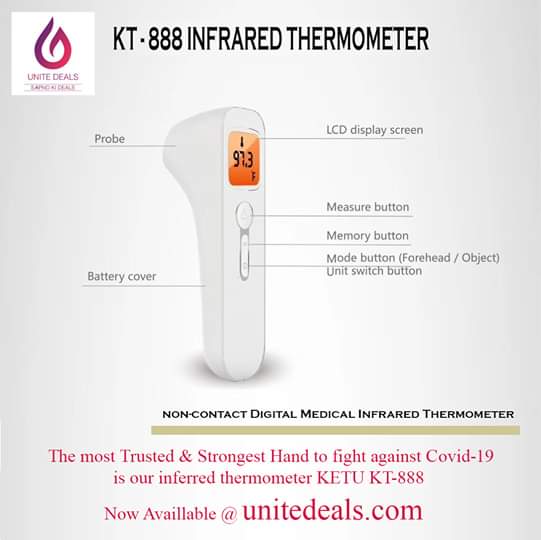 DealsUnite's tweet photo. UD is introducing the most essential Goods in this situation to fight against our unwanted Roommates COVID 19....Now you can buy the infrared Thermometer in Bulk or Single Pcs. from our ecommerce site @unitedeals.com https://t.co/4hTgkScc9S
