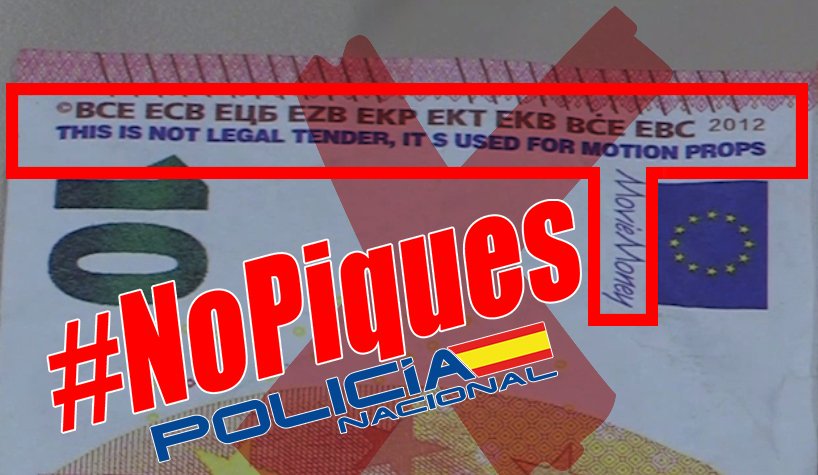 policia's tweet photo. Nuestros investigadores han confirmado que las falsificaciones se dan prácticamente en todos los valores habituales (5, 10, 20 y 50 €), pero las de 5 y 10 € son las más habituales, dado que se les presta menos atención por tener menor valor. https://t.co/Kt7oF6p15I