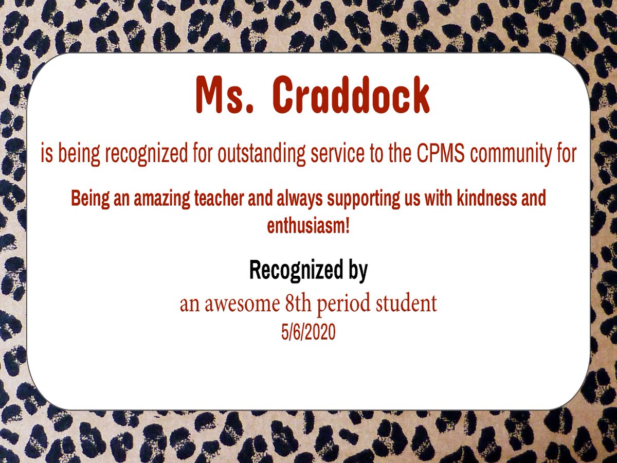 mrs_craddock's tweet photo. And this is why #distanceteaching is so difficult! Missing our incredible, thoughtful students! #mycpms #eighthgraders #ourstory #missmystudents #TeacherAppreciationWeek https://t.co/tjmJLrlxTI