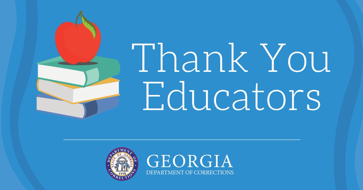 GA_Corrections's tweet photo. In recognition of #teacherappreciationweek, we would like to thank all of our correctional educators for their dedication & hard work! We appreciate all that you do!!
@CLA @ACAinfo #GDCStrong #CorrectionsWeek #CorrectionsStrong #NCOEW2020 #WhatYouDoMatters #TellOurStory https://t.co/xH6VC97SsY