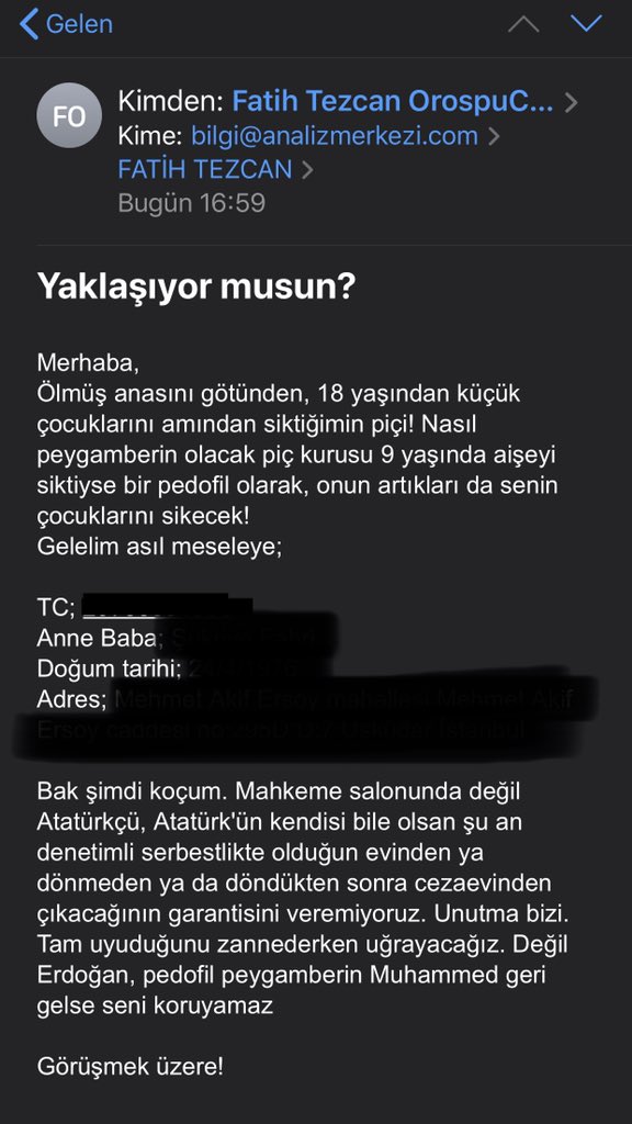 fatihtezcan's tweet photo. Sayın Cumhurbaşkanım;
Bu emaili sansürsüz yayınladığım için zâtınızdan ve kamuoyundan özür dilerim.
Yayınlama sebebim, Kemal Atatürk’ün Türk Gençliği’ni ne hâle soktuğunu ve Kemalist Terör Örgütü’nün ne durumda olduğunu zâtınıza iletmektir.
Tensibinize!
Saygılarımla.
@tcbestepe https://t.co/MUFF4Yzwec