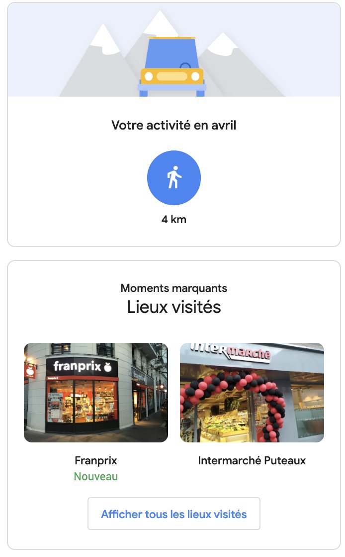 bbhortense's tweet photo. Merci @googlemaps pour cette excitante revue de mes voyages en avril !! Très émue de revivre ces gros temps forts 😢 @Intermarche @franprix vous êtes le S 🔥  #ConfinementJour52 https://t.co/9zFMNWLp4K