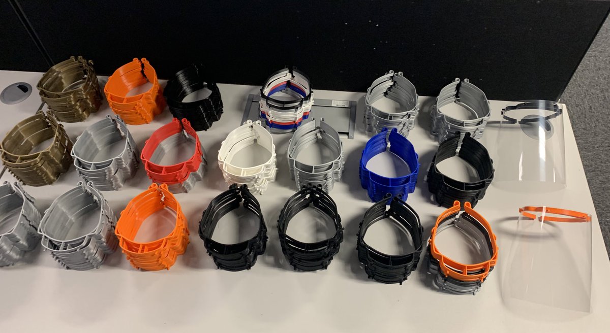 RSDesignSpark's tweet image. Over 200 visors packed and sent from the @RSComponents print farm to @igus and some more stacks still needing to be separated and sent at the start of next week. @N3DPS #PrintingToProtect