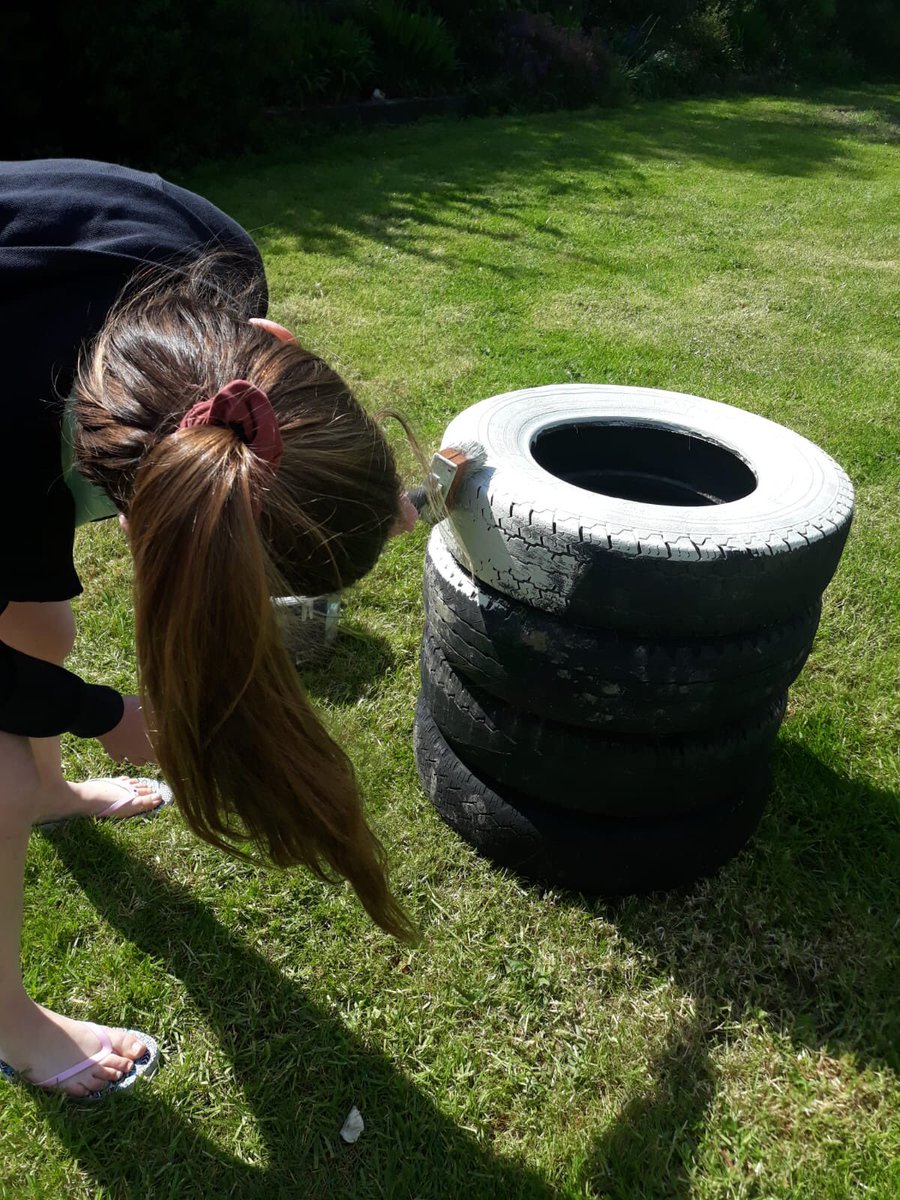 NeasaHarris's tweet photo. My wonderful first Year Home Economics student Eimear made a wishing well for her mum Out if old silage tyres and timber for the Makeover May competition . So proud . Recycling at its finest!! Brilliant! @ATHE_Homeec #homeeconomics #makeovermay2020 https://t.co/4gKqyAZMMi