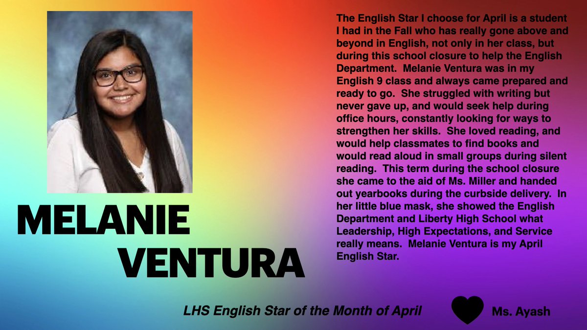 LHSEnglish (@englishdeptlhs) on Twitter photo One of our April students of the month! Sorry we are late, but couldn't pass up a chance to honor this incredible lady! <a href="/LHSEAGLESVA/">Liberty High School</a> #lhsyoubelonghere One of our April students of the month! Sorry we are late, but couldn't pass up a chance to honor this incredible lady! <a href="/LHSEAGLESVA/">Liberty High School</a> #lhsyoubelonghere
