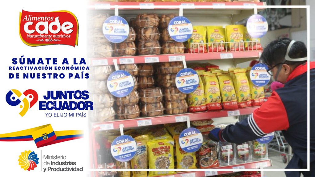 Alimentos CADE se suma a la iniciativa #JuntosEcuador emprendida por el Ministerio de Producción, Comercio Exterior, Inversiones y Pesca a través del ministro Iván Ontaneda Berrú que busca fomentar la industria nacional y la dinamización de la economía ecuatoriana.