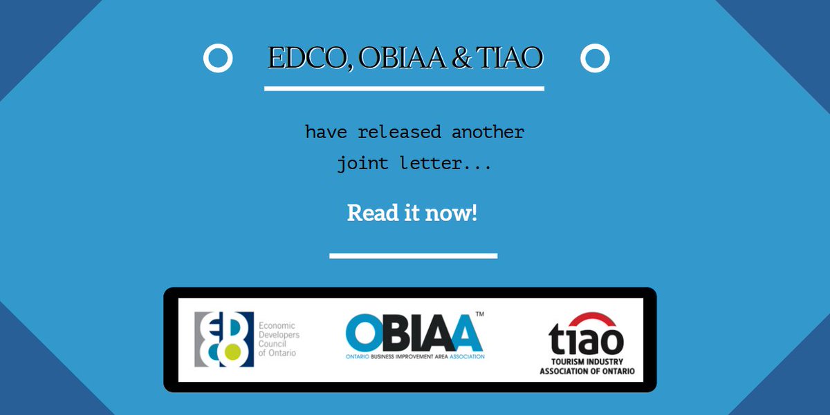 Yesterday we released our latest joint letter with EDCO &amp; TIAO commending Ontario on the creation of the Jobs &amp; Recovery Committee. We asked 3 key questions about the recovery plan. Email admin@obiaa.com to read the letter! #strongertogether @edco1edco @TIAOtweets