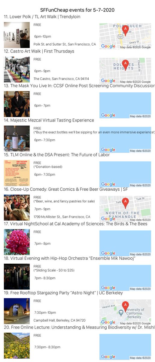 sffuncheap's tweet photo. Events for Thursday 5/7/20 https://t.co/bkynqYogMI #sffuncheap https://t.co/bNZKHGzocT