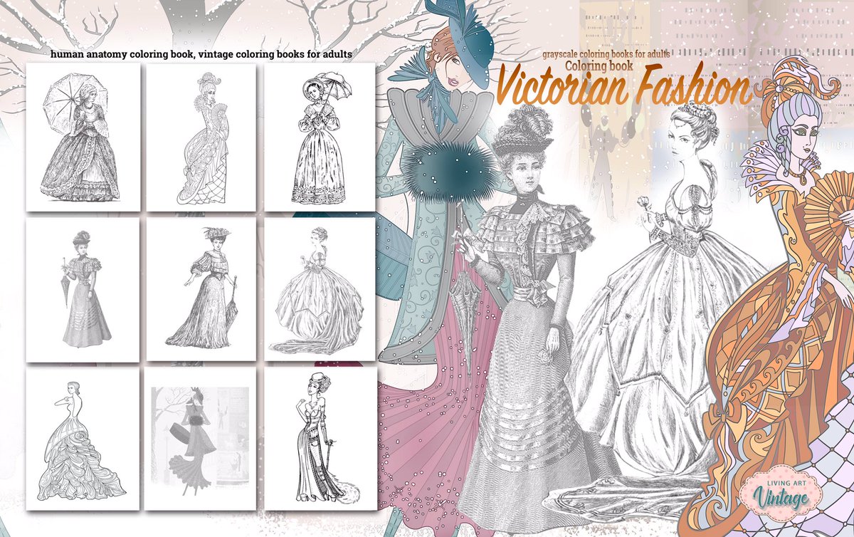 BooksVibrant's tweet photo. Victorian fashion coloring book, grayscale coloring books for adults, vinta... https://t.co/MtyXAxgR2l #art #passionate_features #victorianfashion #fashion #victoriandress #myarttutorials #fashionstyle #victoriangothic #nabroskii #18thcenturyfashion #стилизация #grayscale https://t.co/DqecJE79cA