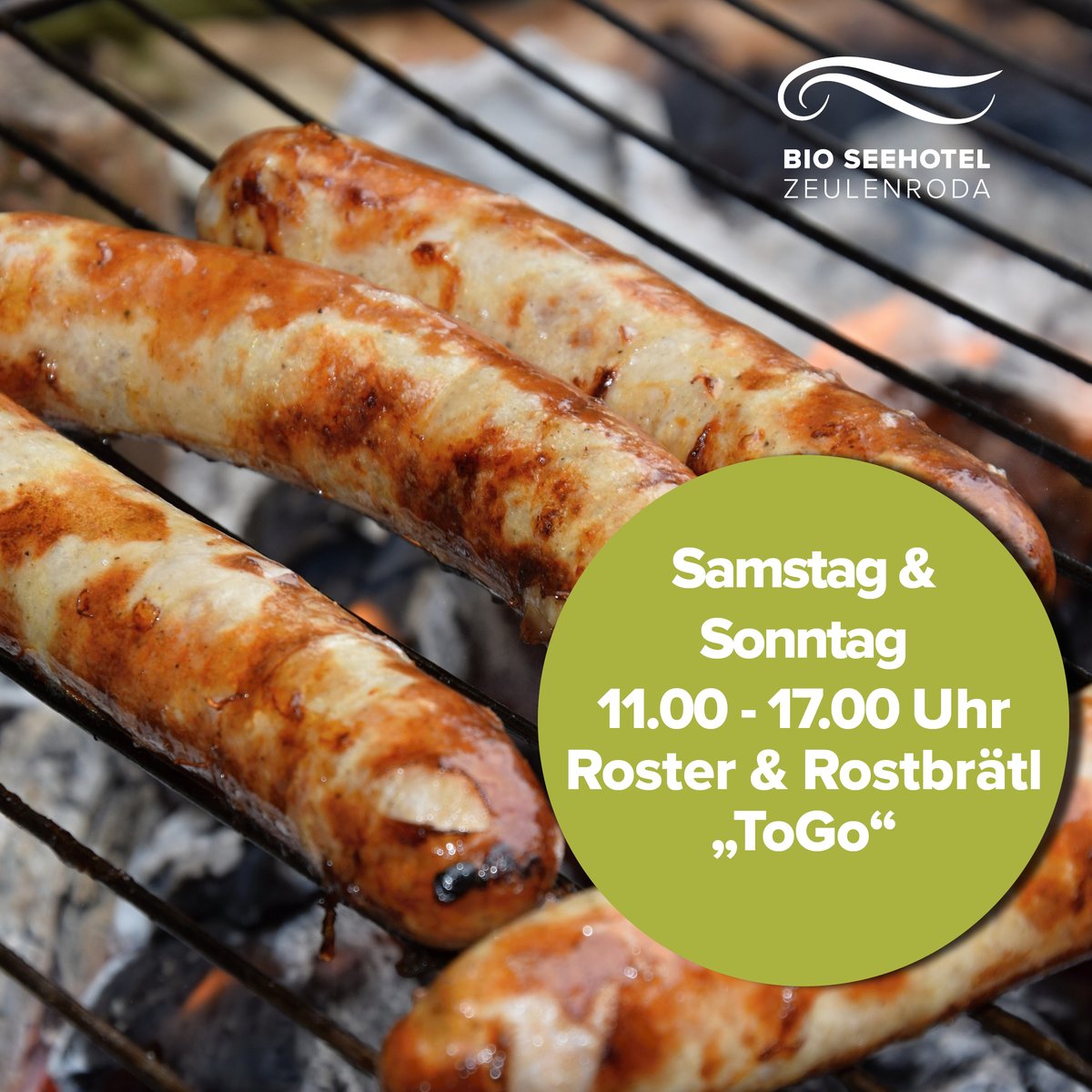 Roster &amp; Rostbrätl „TO GO“!

Auch diesen Samstag &amp; Sonntag gibt es wieder bei schönem Wetter,  jeweils von 11.00 - 17.00 Uhr, Thüringer Rostbratwurst &amp; Rostbrätl „TO GO“, am Biergarten.

Wir freuen uns auf Ihren Zwischenstopp.