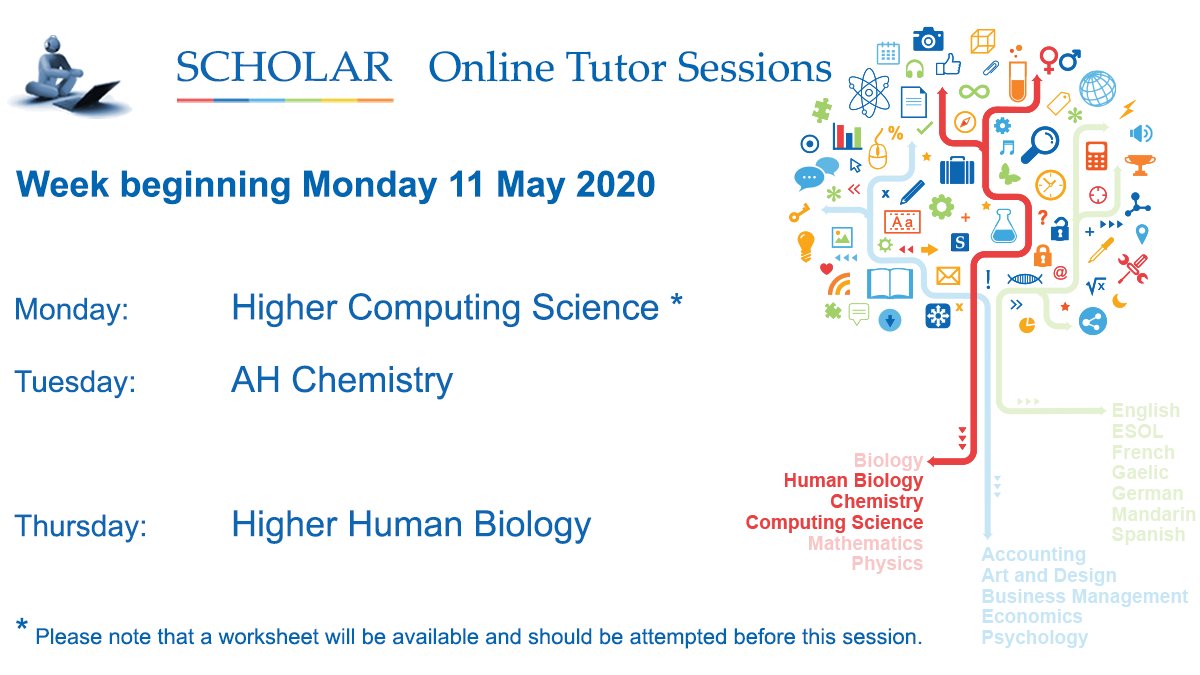 ScholarUK's tweet image. Our upcoming Online Tutor Sessions are Higher Computing & Human Biology and AH Chemistry
scholar.hw.ac.uk/sessionsSchedu…
#HigherHumanBiology #HigherComputing #AdvancedHigherChemistry #supportingyourlearning