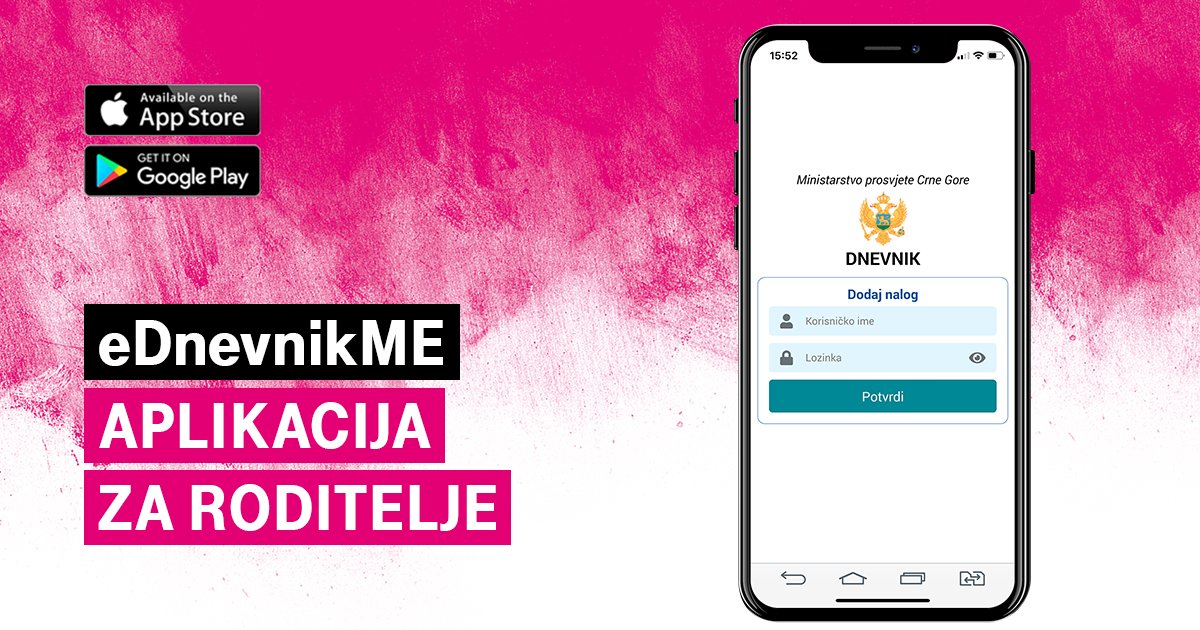Još jedan veliki korak u digitalizaciji obrazovanja u Crnoj Gori! U saradnji sa <a href="/ProsvjetaCG/">Ministarstvo prosvjete, nauke i inovacija</a> lansirali smo eDnevnik ME - web i mobilnu aplikaciju za roditelje putem koje mogu na jednom mjestu naći pregled ocjena i vladanja, kao i sve važne informacije o školovanju svog djeteta.