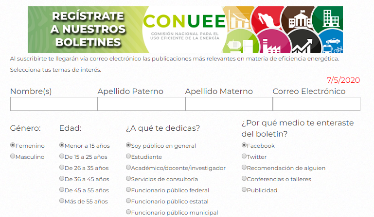 En <a href="/CONUEE_mx/">CONUEE_mx</a> #SeguimosTrabajando, suscríbete  a nuestros  #BoletinesDigitales y recibe información sobre las noticias más relevantes sobre eficiencia energética. 

Aquí la liga💻👉: bit.ly/2JEnd8D