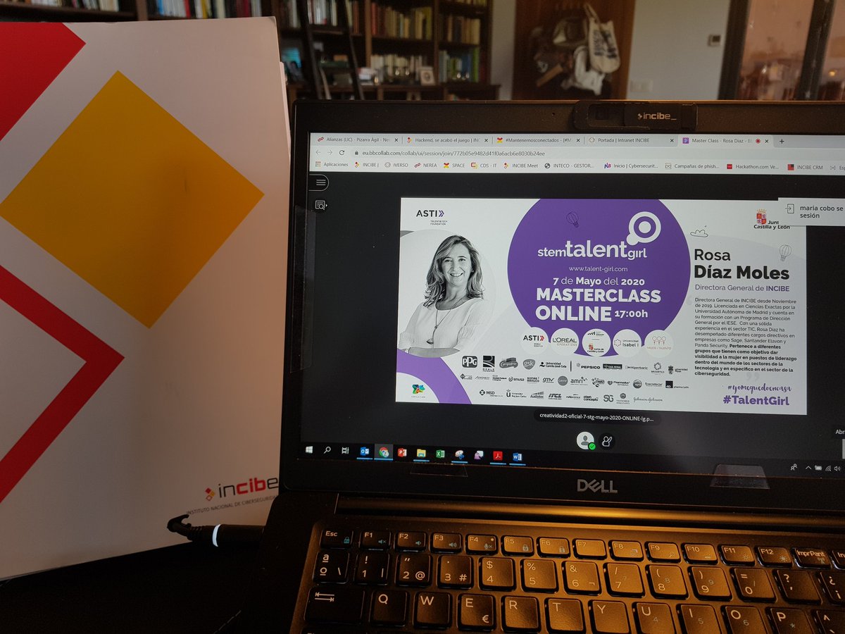 LolaRebolloR's tweet photo. Preparados, listos, ya!! @rdiazmoles imparte la Masterclass de @StemTalentGirl sobre #ciberseguridad #elenemigoinvisible https://t.co/Y4mhqT12t7