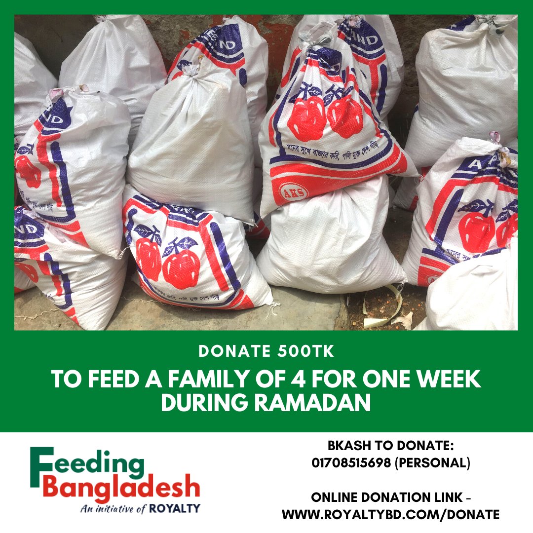 RoyaltyBD's tweet photo. Feeding Bangladesh | An initiative of Royalty

Help the poor to fight the crisis by donating here: https://t.co/cOxI5bn6GD

Our second round of survival bags of one week for four-person which contains Iftar items and grocery items. #feedingbangladesh #royaltybd https://t.co/NfO6qSgjZB