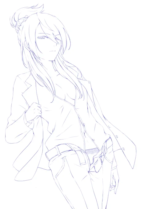 東郷紗利奈姉ちゃんの線画完成しました。#イドインヴェイデッド #落書き #東郷紗利奈 #illustration 