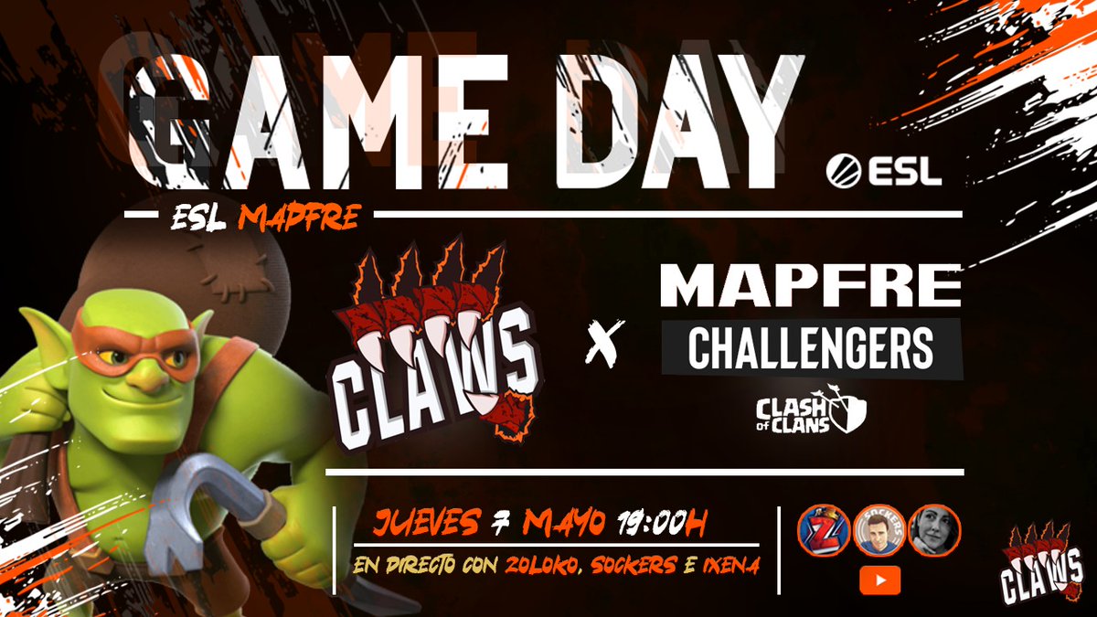 Claws_eXports's tweet photo. #CLWCOC | Nuevo mes, nueva clasificación, mismo objetivo, llegar a lo más alto! Hoy vuelve la Copa de España de COC 🏆 con los #mapfrechallengers.
⏰ 19:00
🎥 @ZolokOficial
🎥@ixena8
🎥@Sockers_
#FeelTheClaw🐾 https://t.co/zu3H3viNMq