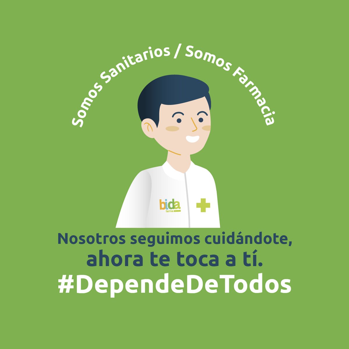 ¡Concienciemos a todos y paremos este virus juntos! Los farmacéutic@s nos han cuidado todo este tiempo y ahora nos toca ser responsables. 

¡Únete a la marea verde de Bidafarma! Descárgate la imagen y ponla de perfil en tus RRSS y WhatsApp.

#AhoraBidafarma #DependeDeTodos