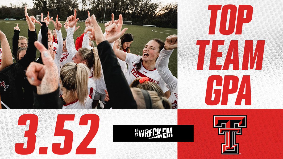 TexasTechSoccer's tweet photo. This is what 𝙖𝙡𝙡-𝙖𝙧𝙤𝙪𝙣𝙙 looks like. 👏

The highest team GPA in the department this year belongs to Red Raider Soccer.

🔴#WreckEm⚫️ https://t.co/QDyRdTt9XD