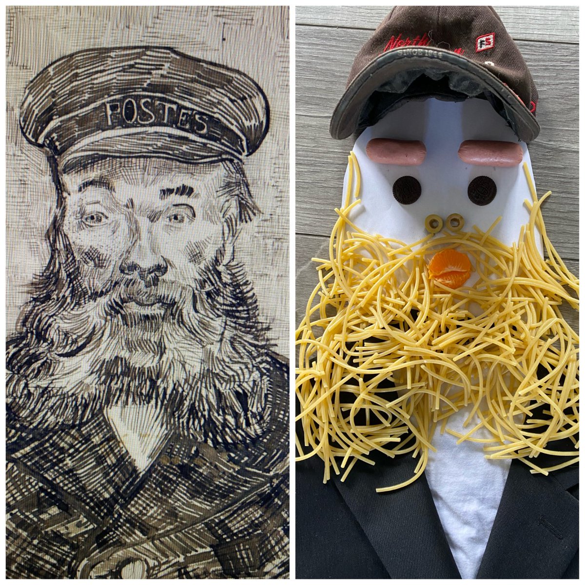 BluewaterDSB's tweet photo. John Diefenbaker Senior School visual arts students won't allow physical distancing limitations to stifle their creativity! View our photo gallery of their amazing famous artwork recreations using household items: https://t.co/AQQTyy8Chy #EdWeekBWDSB #OntEdTogether #Hanover https://t.co/XiEhAzRDdM