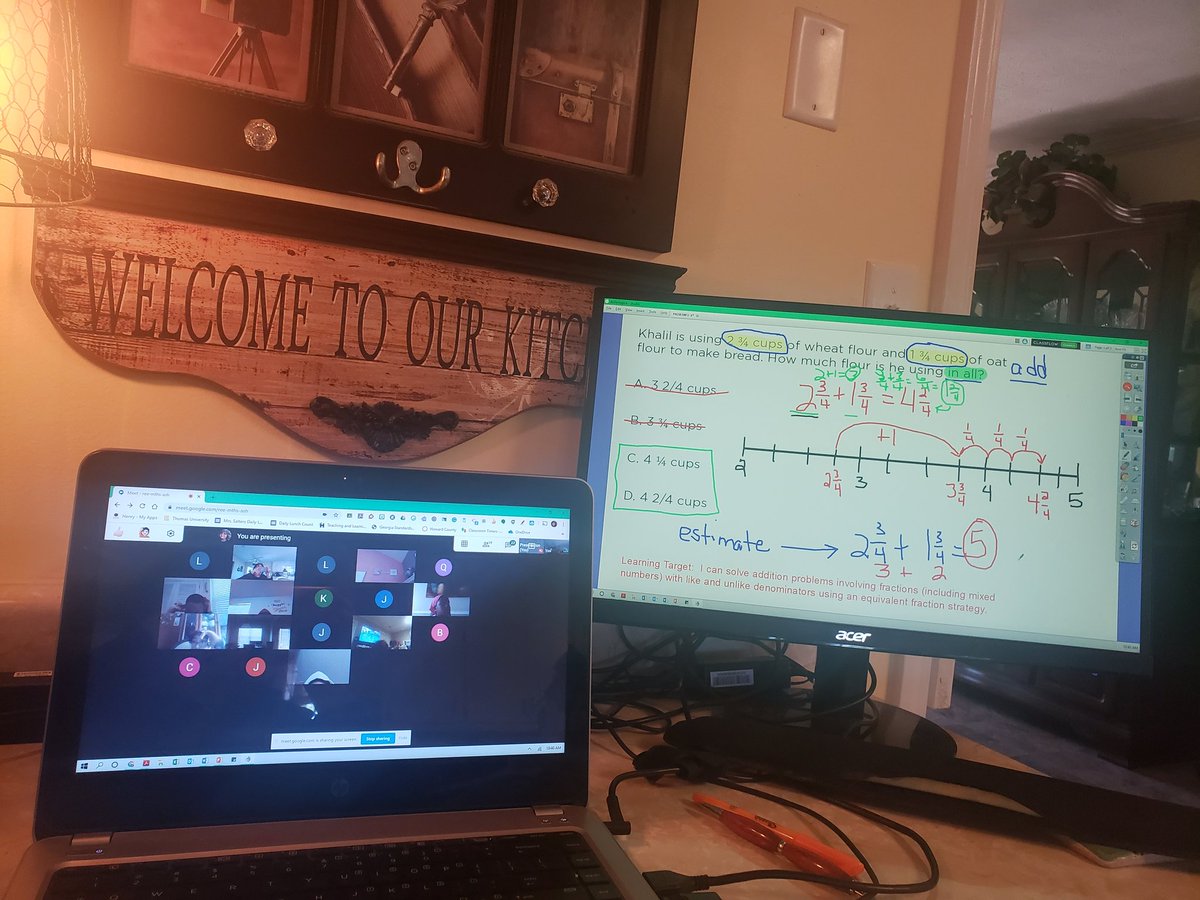 stacyrsalter's tweet image. Reviewing fractions from behind the computer screen is harder than I realized. They always seem to show me up.  One student even recognized you could change to addition using variable and one saw it as a growth chart.   @Math_HCS #RemoteLearninginHenry
