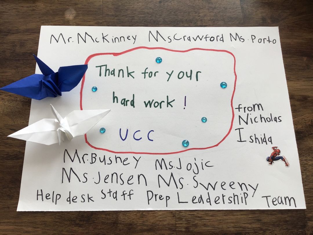 UCC_Community's tweet photo. Our SK Kindness Ninjas have been keeping busy writing sweet notes of thanks to our faculty & staff. So thoughtful! #UCCtogether #UCCcommunity #thankyou #messages #thankyounotes #SK #kindnessninjas #kindness #kindnotes https://t.co/W9SGF2jZqJ