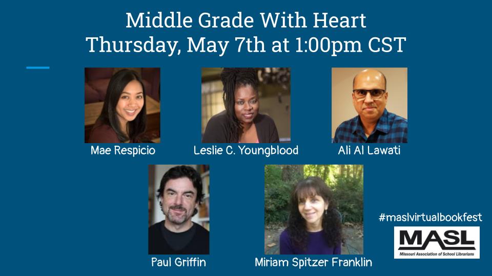 Anxious about chatting with this awesome panel of authors:  Middle Grade with a Heart.  <a href="/MASLOnline/">MO School Librarians</a> , see you at 1:00 today!  #MASLvirtualbookfest  <a href="/btelibrary/">Boone Trail Library</a> <a href="/BTEWolfPups/">BTE 🐾 Principal Vahle</a>  <a href="/WSDinfo/">Wentzville Schools</a> <a href="/LesCYoungblood/">lesliecyoungblood</a> <a href="/maerespicio/">Mae Respicio ✨MAINLY UPDATES✨ Find me on Instagram</a> <a href="/lawatibooks/">Ali Lawati</a> <a href="/miriam_spitzer/">Miriam Spitzer Franklin</a>