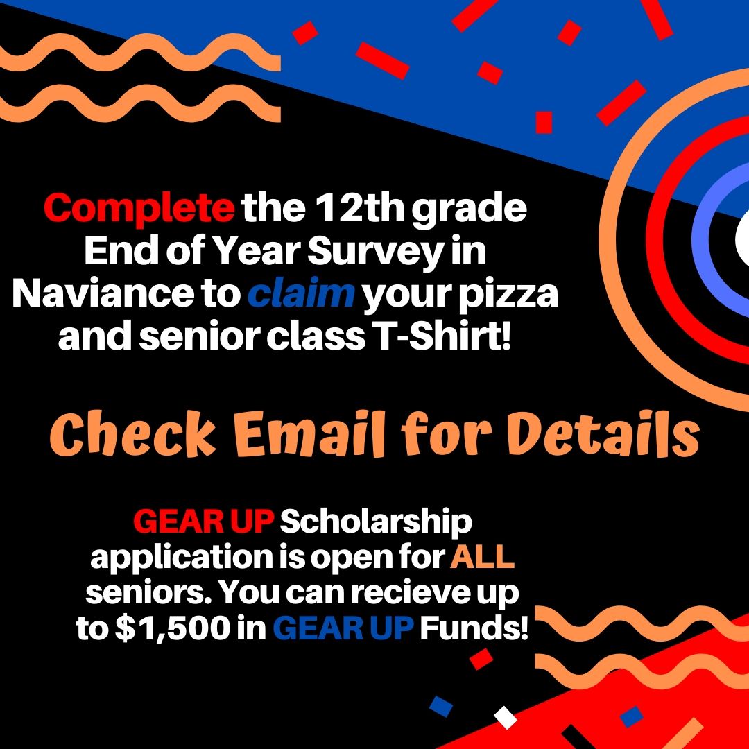 GearUp_Parma's tweet photo. Check your email for instructions on how to complete the Senior Exit Survey and Gear Up Scholarship Application in Naviance! #GEARUPWorks #Classof2020 #CollegeNowGC #Gettingreadyforgrad #SeniorExitSurvey #Naviance #PCSD https://t.co/JRN33Qp0dj